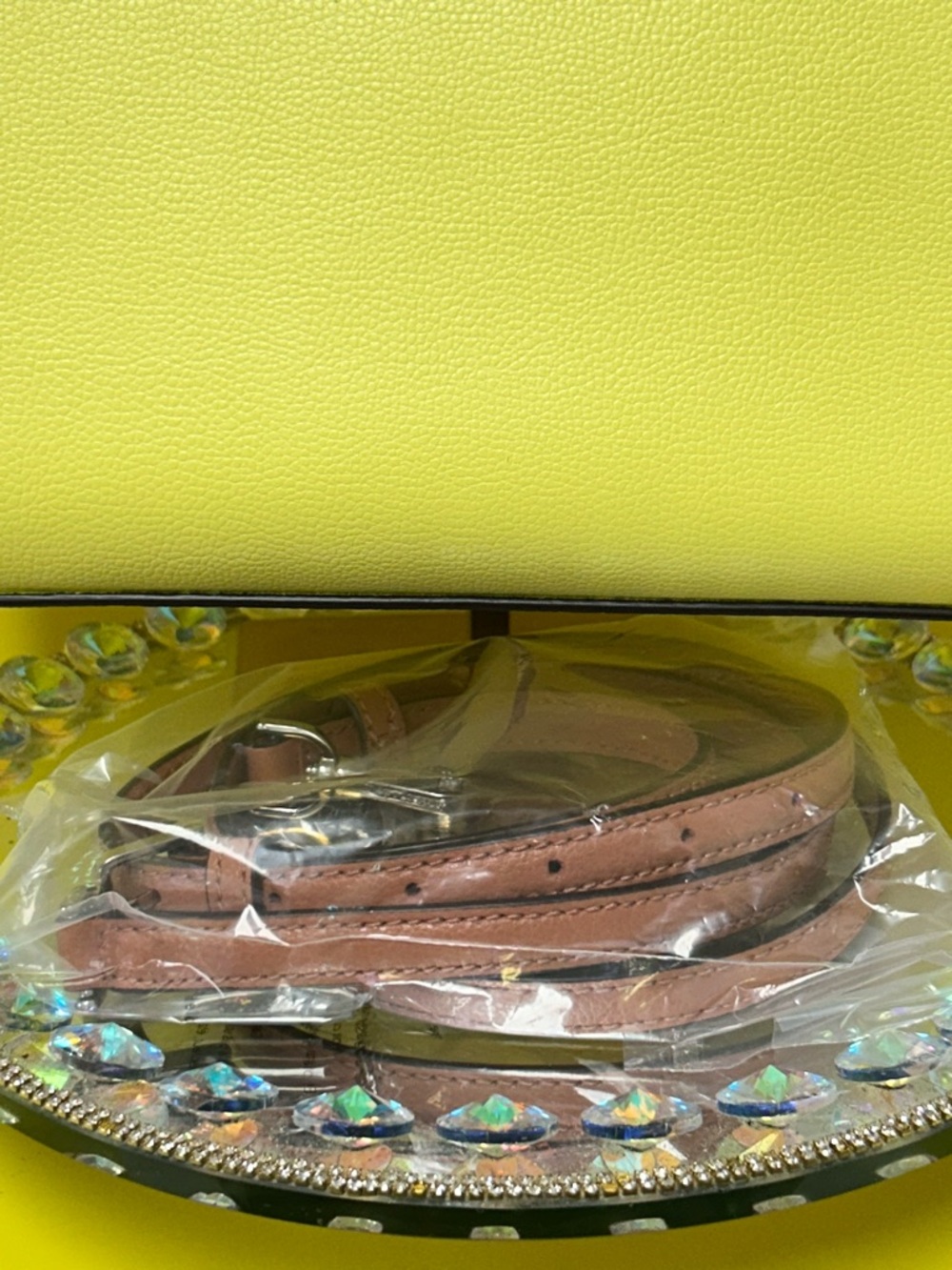 kate spade Yellow, White & Tan Leather Satchel w/Top Handles Approx. 12 x 19 x 4 - Picture 8 of 15